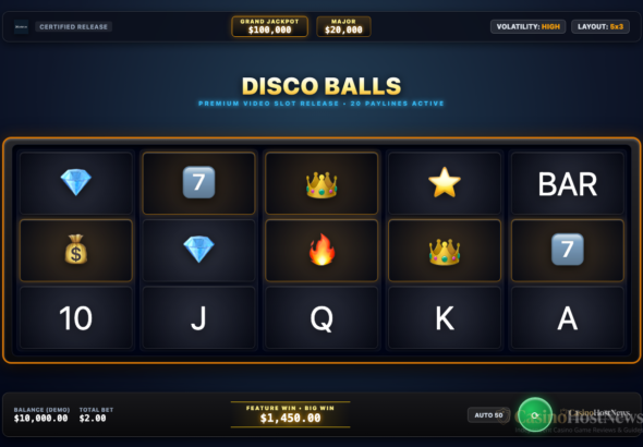 Disco Balls in-game slot machine interface by Evolution