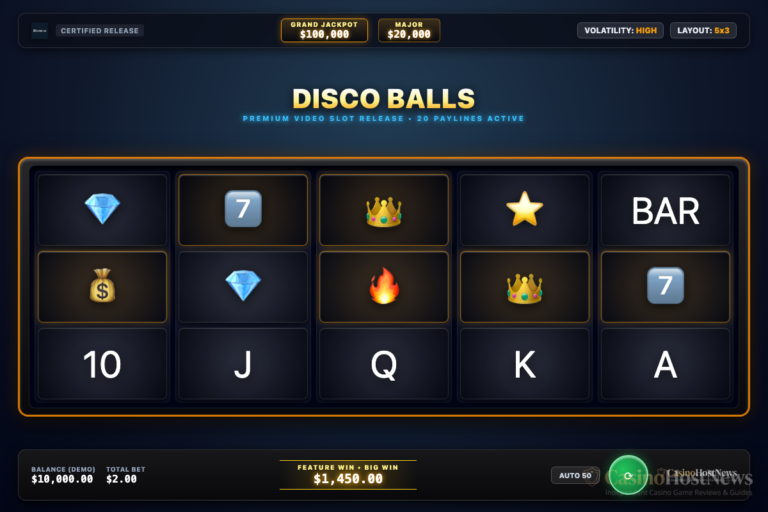 Disco Balls in-game slot machine interface by Evolution