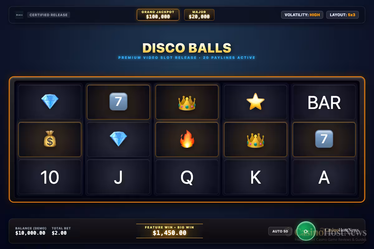 Disco Balls in-game slot machine interface by Evolution