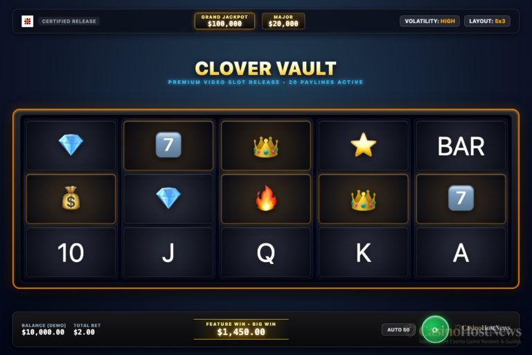 Clover Vault in-game slot machine interface by Mancala Gaming