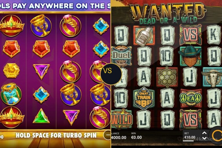 Gates of Olympus actual reels vs Wanted Dead or a Wild actual reels side by side showdown