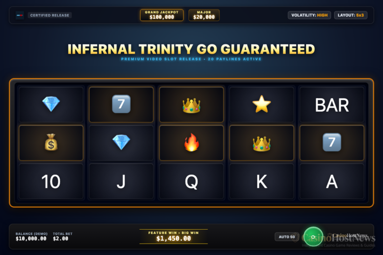 Infernal Trinity GO Guaranteed slot review card by CasinoHostNews