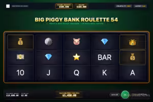 Big Piggy Bank Roulette 54 in-game slot machine interface by Inspired Entertainment